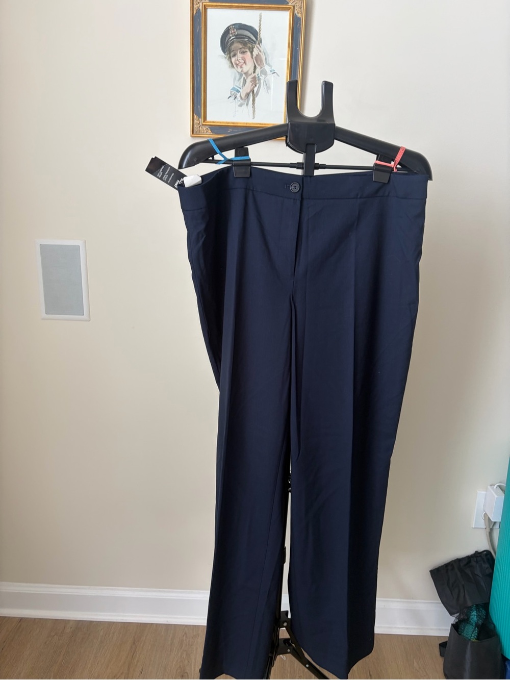 NWT Jones New York Collection Sz 16 Navy Sloane Pant Stretch Wide Leg Trousers